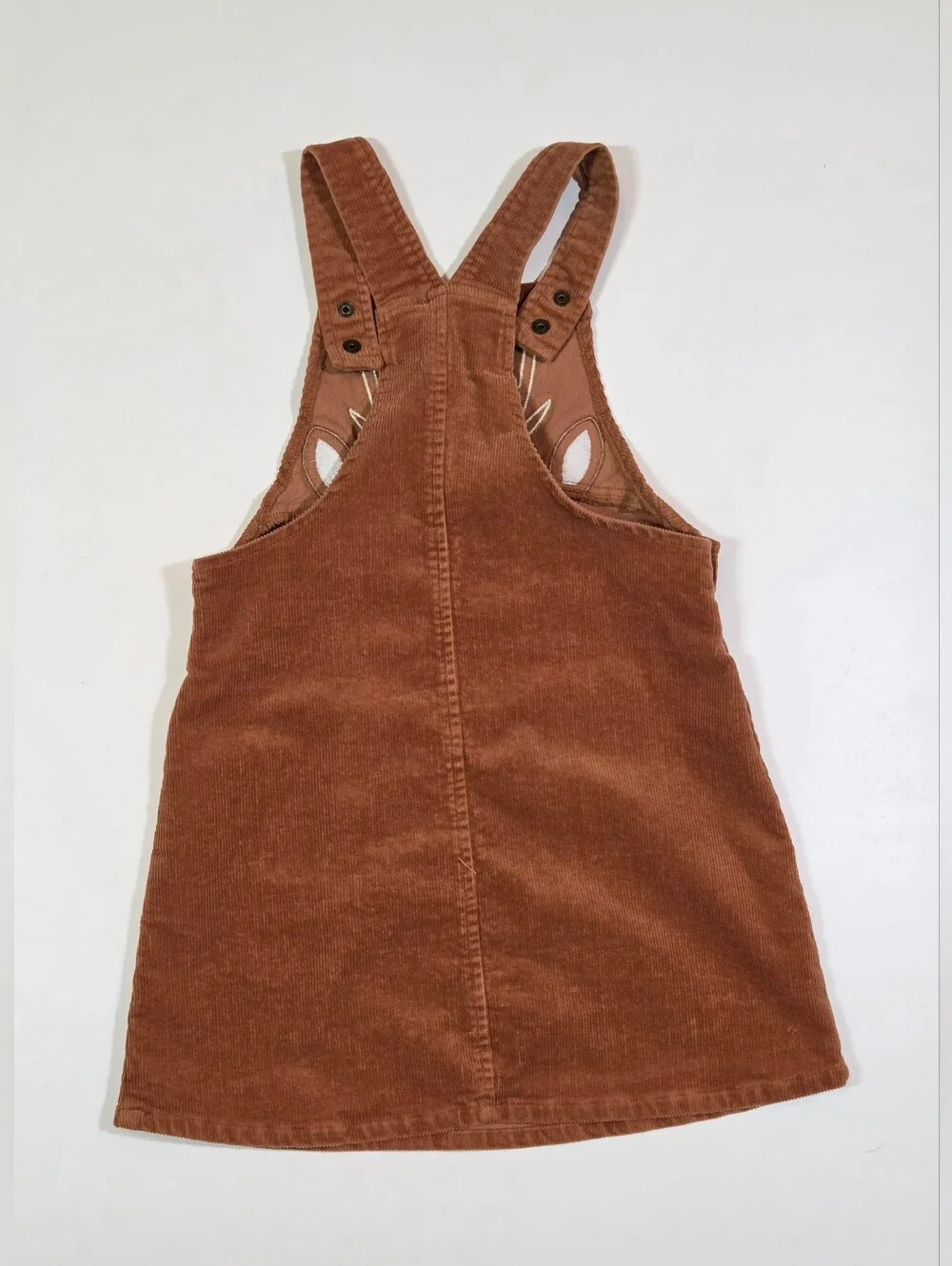 Gymboree Girls 6 Tan Corduroy Overall Dress Embroidered Deer Jumper Fall Autumn